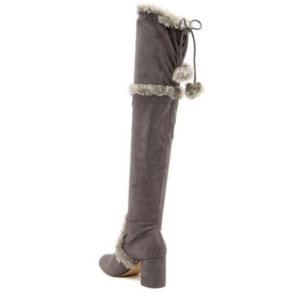 NWT CHARLES DAVID Fur Trimmed OTK Vegan Suede Boot - Picture 2 of 4